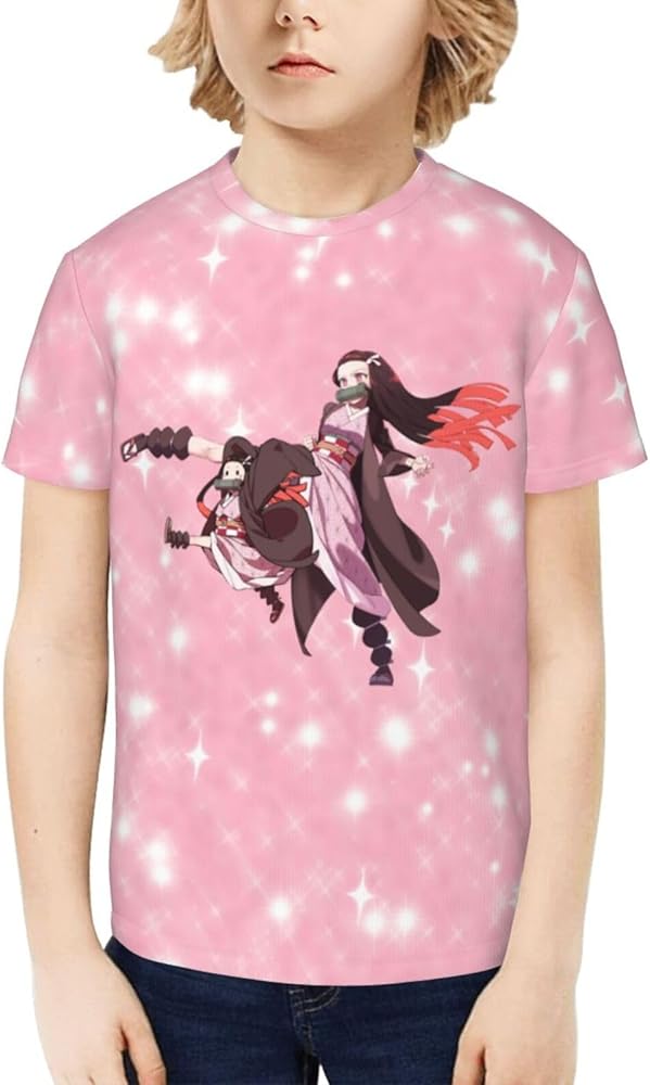 Anime Nezuko Kamado T-Shirt for Boys Girls Shirt Kids Teen Short Sleeve Tee Tops