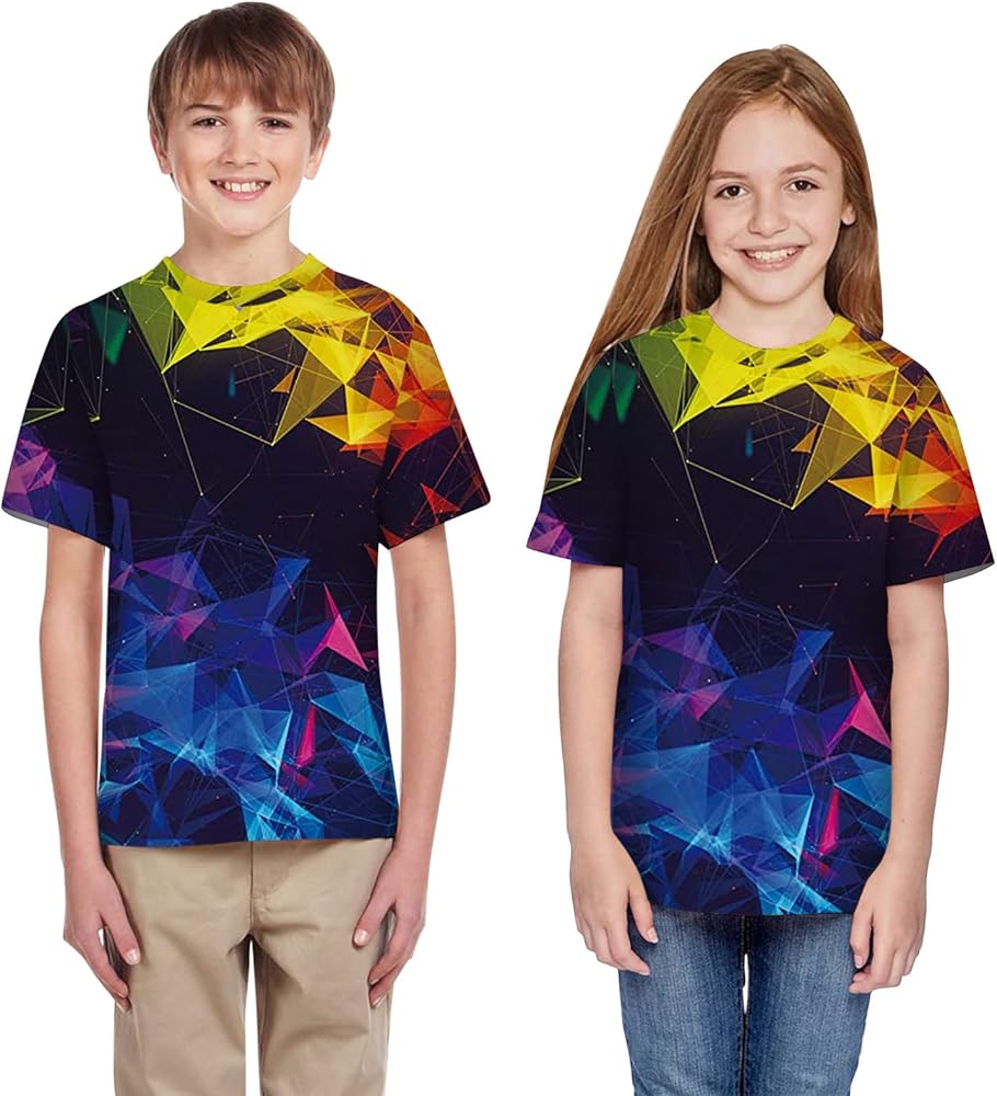 Teen Big Kids Summer 3D Lion Galaxy Print T-Shirt Clothes - Children Short Sleeve Blouse Casual Tops for Girls Boys (Black, 7-8 Years)