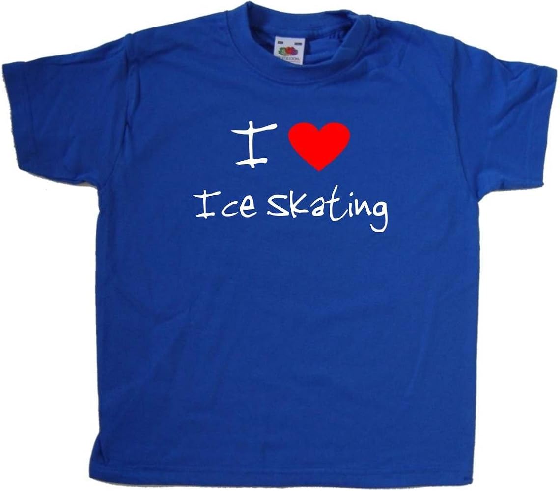 I Love Heart Ice Skating Royal Blue Kids T-Shirt