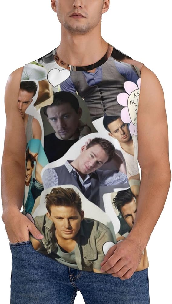 Channing Tatum Tank Tops Mens Lightweight Summer Casual Sleeveless Muscle Workout Running Gym T Shirts