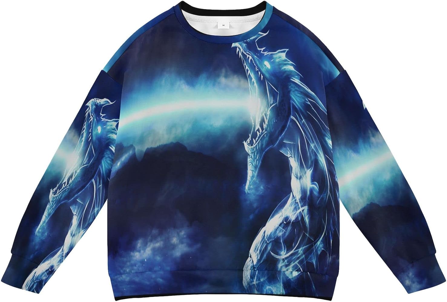 Plaaee Boys Girl Sweatshirts Pullover Blue Fire Dragon Toddler Crewneck Winter Long Sleeve Tops Shirts for Kids 4T