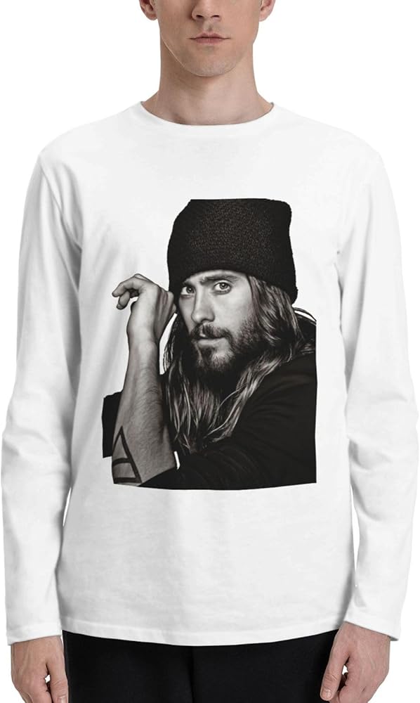 Jared Leto T Shirts Man's Loose Fit Casual Athletic Long Sleeve Crew Neck Cotton T Shirts Tops