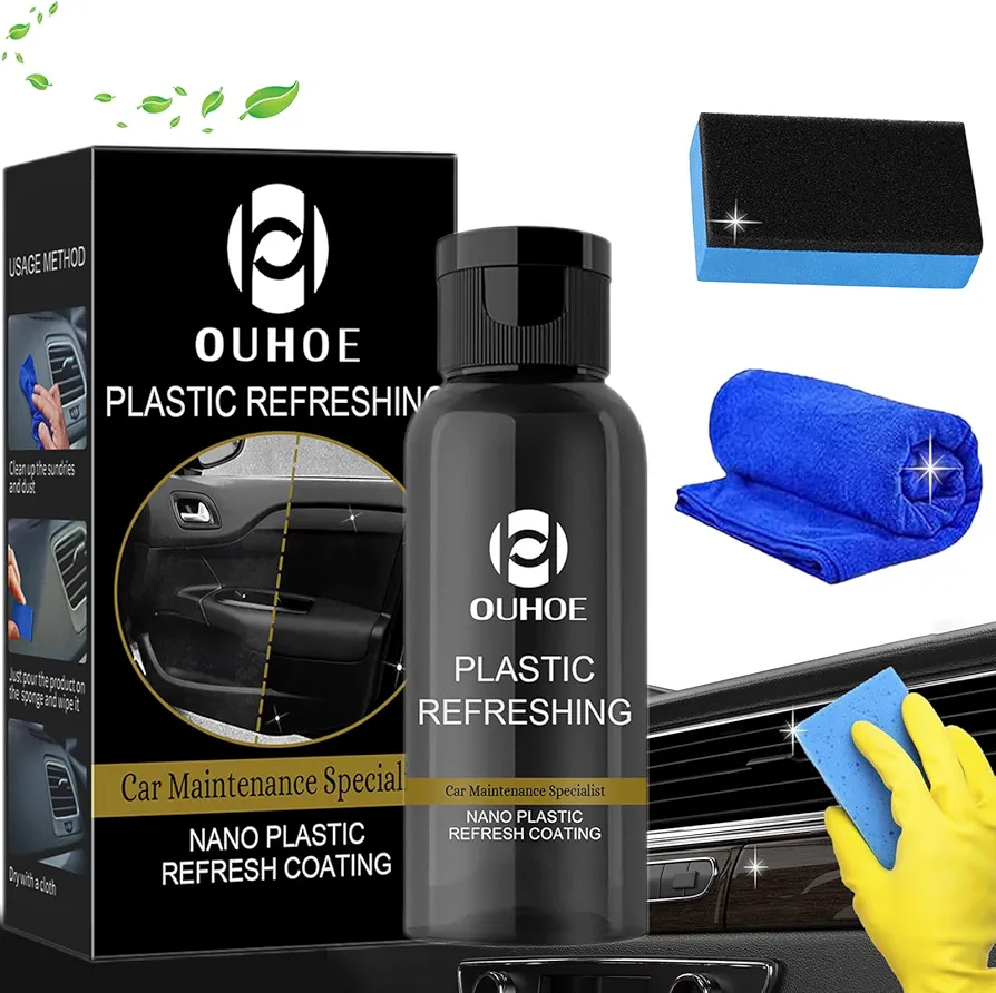 Lakiso Plastic Revitalizing, Ouhoe Plastic Refreshing, Plastic Revitalizing Coating Agent, Car Plastic Plating Refurbishing Agent, Suitable for Automotive Interior and Exterior Parts (1Pc, 30ML)