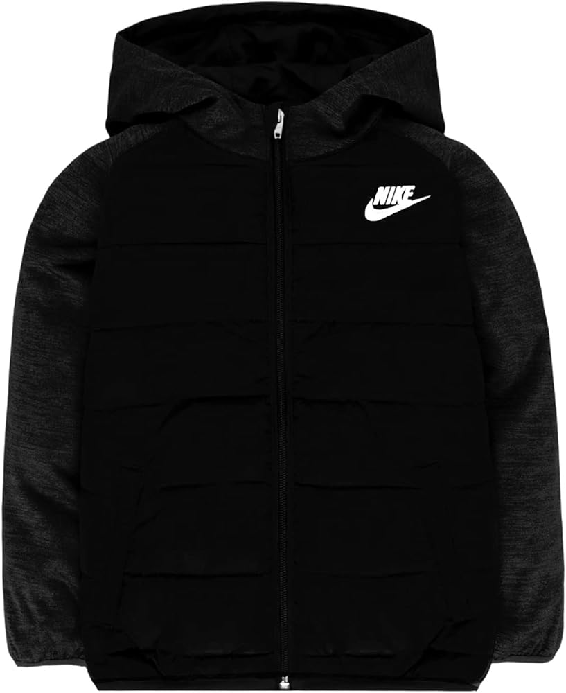 Nike Kids Sportswear Therma Fleece Quilted Jacket (2T, Black/Grey)