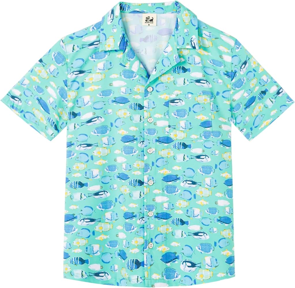 SURF CUZ Boys Hawaiian Shirt Button Down Shirt Toddler to Big Kid Short Sleeve Funny Vacation