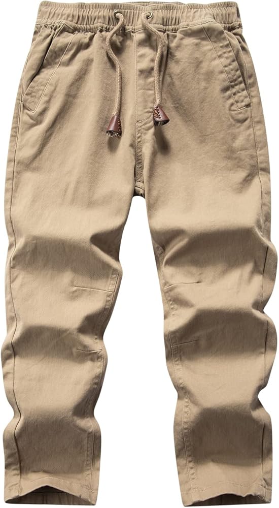 Boys' Solid Color Drawstring Elastic Waist Chino Pants