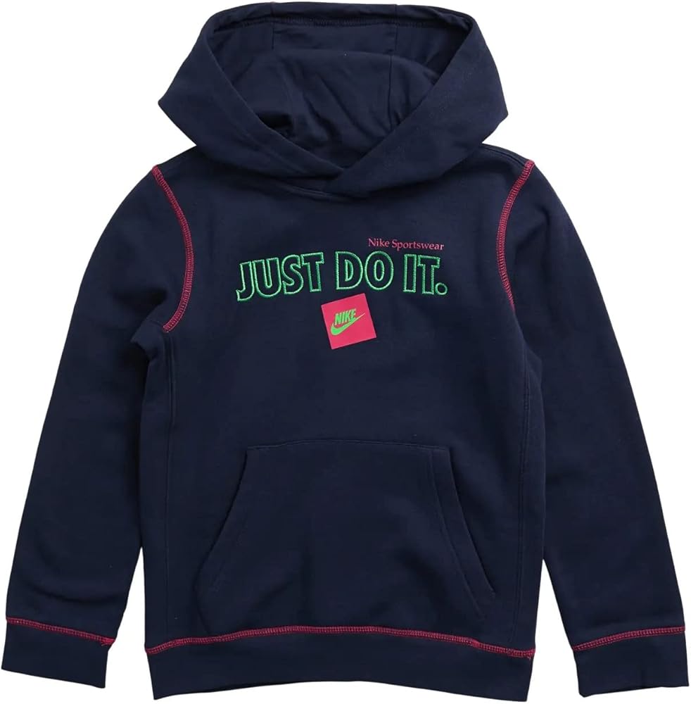 Nike Boys' Sportswear JDI Sweatshirt Just Do It Pullover Hoodie (as1, alpha, l, regular, Obsidian/Very Berry)