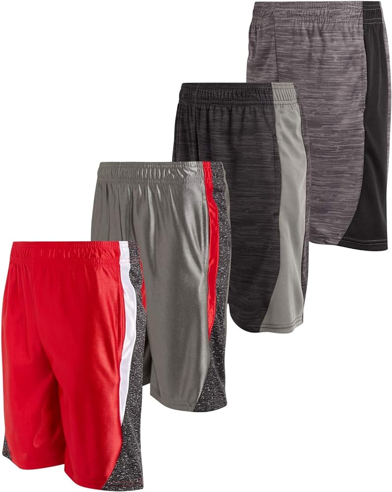 Mad Game Boys’ Active Shorts – 4 Pack Athletic Performance Gym Shorts (8-18)