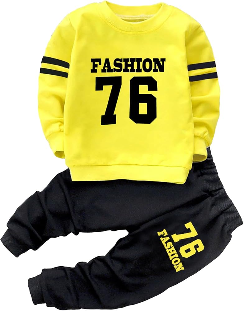 COZYEASE Boys' 2 Pieces Set Letter Print Round Neck Long Sleeve Sweatshirt & Casual Sweatpants