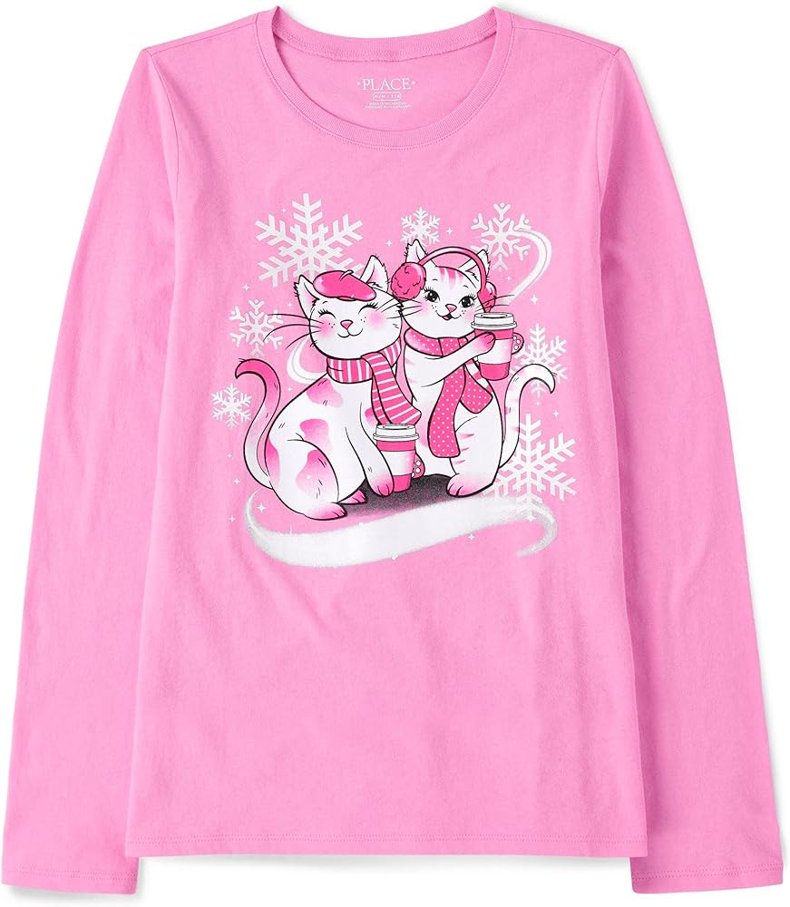 The Children's Place girls Long Sleeve Animal Graphic T shirt