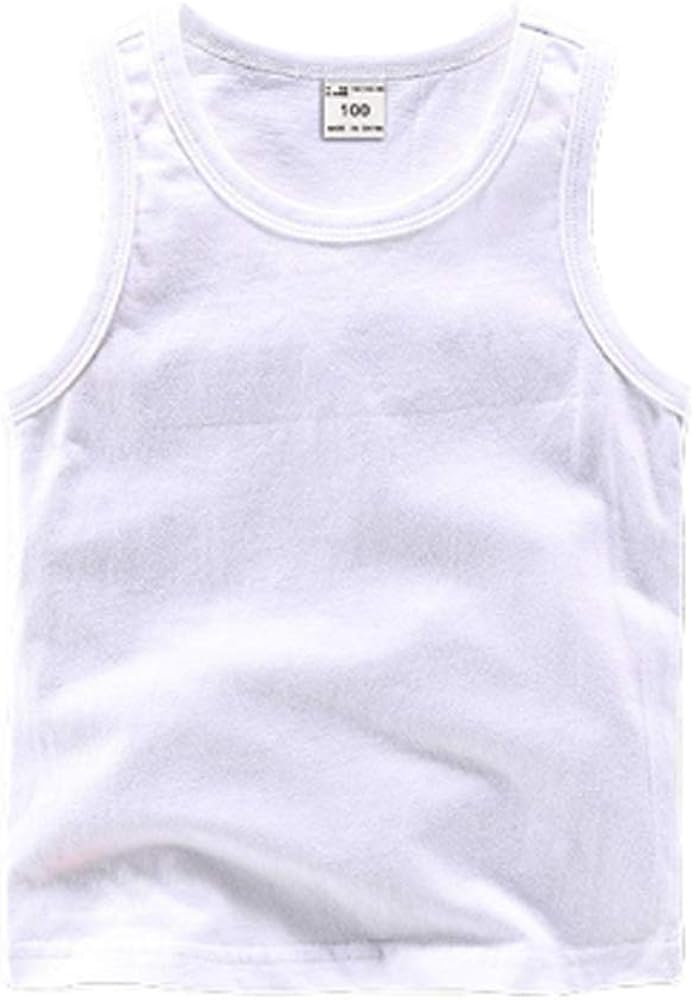 Ding-dong Baby Kid Boys Summer Cotton Casual Tank Tops Vest Sleeveless Tees （White,5T）