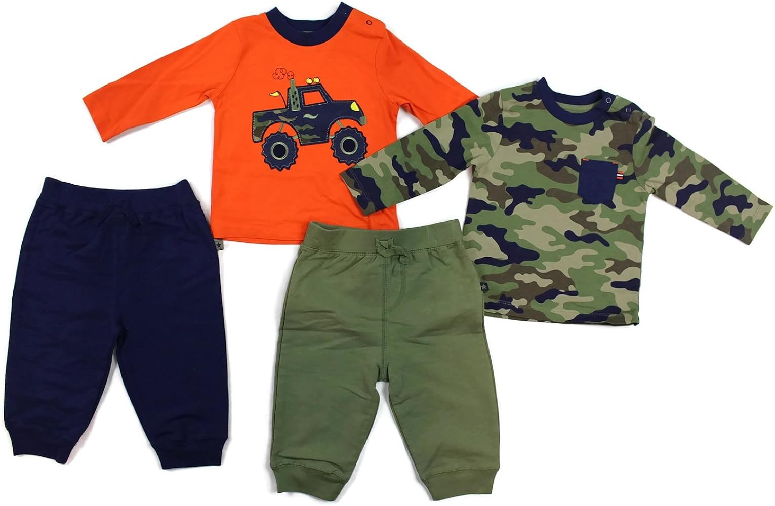 Little Me Infant Toddler Boys 4 Piece Camo Truck Daycare Set, 4T