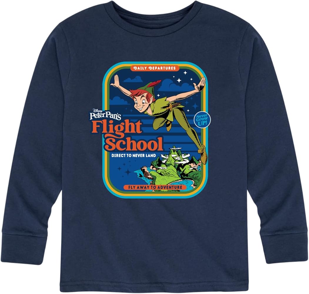 Disney Peter Pan - Flight School - Fly Away to Adventure - Toddler and Youth Long Sleeve Graphic T-Shirt