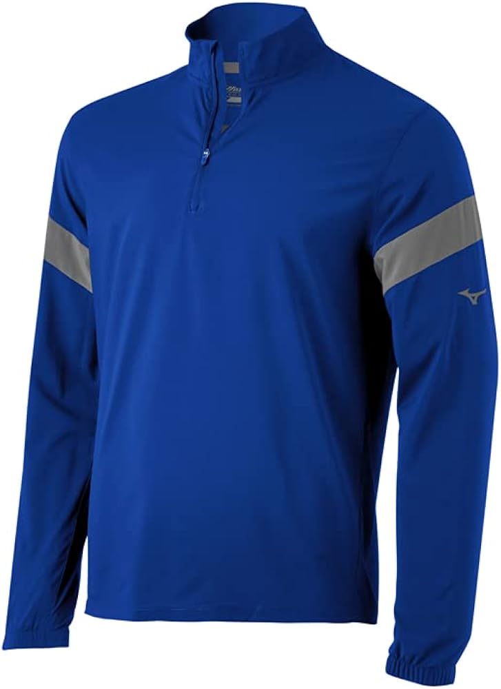 Mizuno Long Sleeve Hitting Jacket | Wind Resistant | Stretch Woven Fabric | Front 1/4 Zip | Side 1/4 Zip