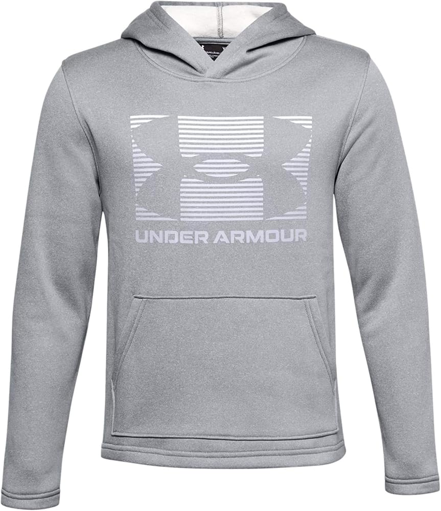 Under Armour Boys Fleece Hoodie (as1, alpha, s, regular, Gray/White/Faded Logo)