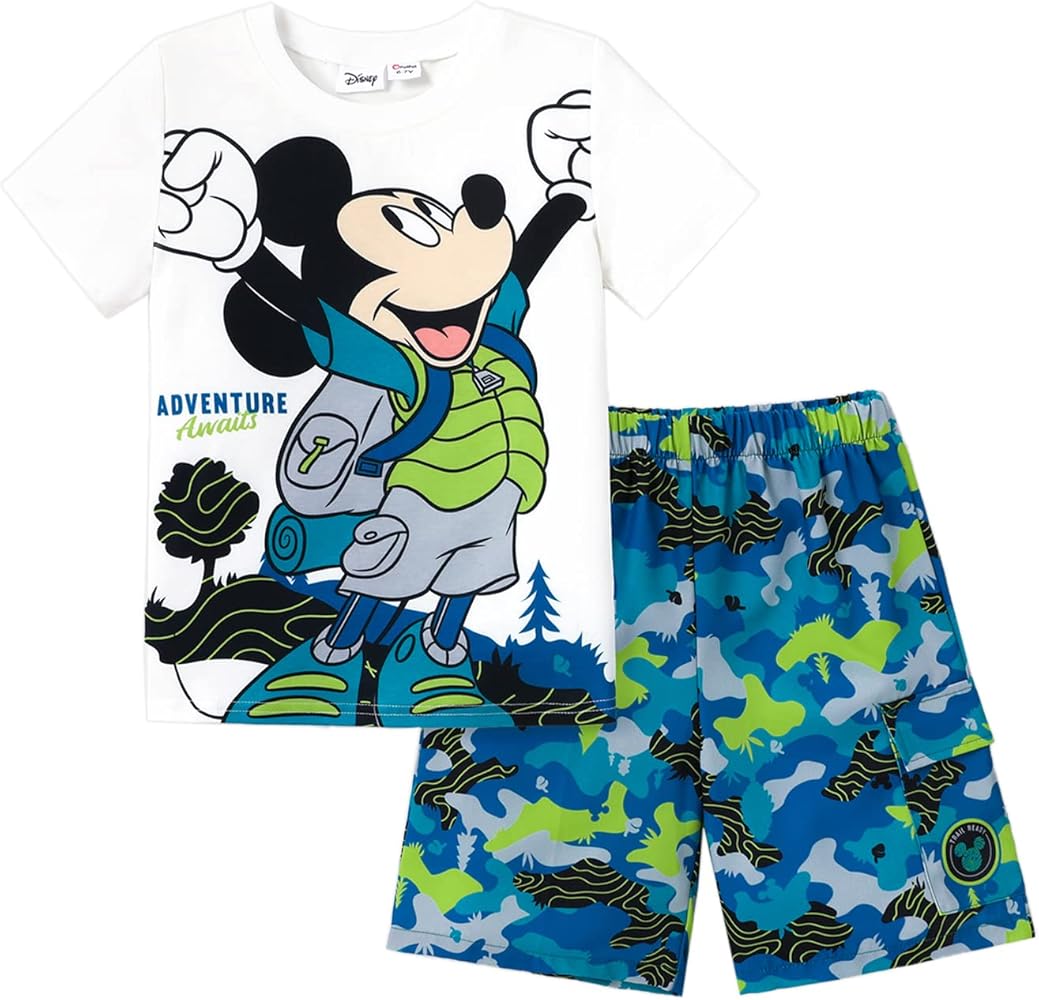 Disney Mickey and Friends Boys Kids Short Sleeve Summer Holiday Tops Tee and Shorts Set