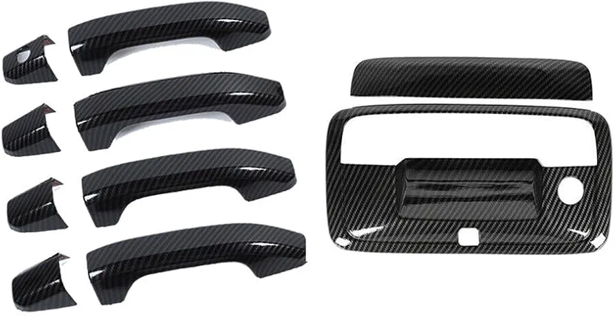 4Car Door Car Door Handle Tailgate Cover Trim Carbon Fiber for Chevy for Silverado 1500 2014-2017 for Silverado 2500/2500HD 2015-2017 ABS Plastic Triple Chrome Plated F1CS4DHTCTCF