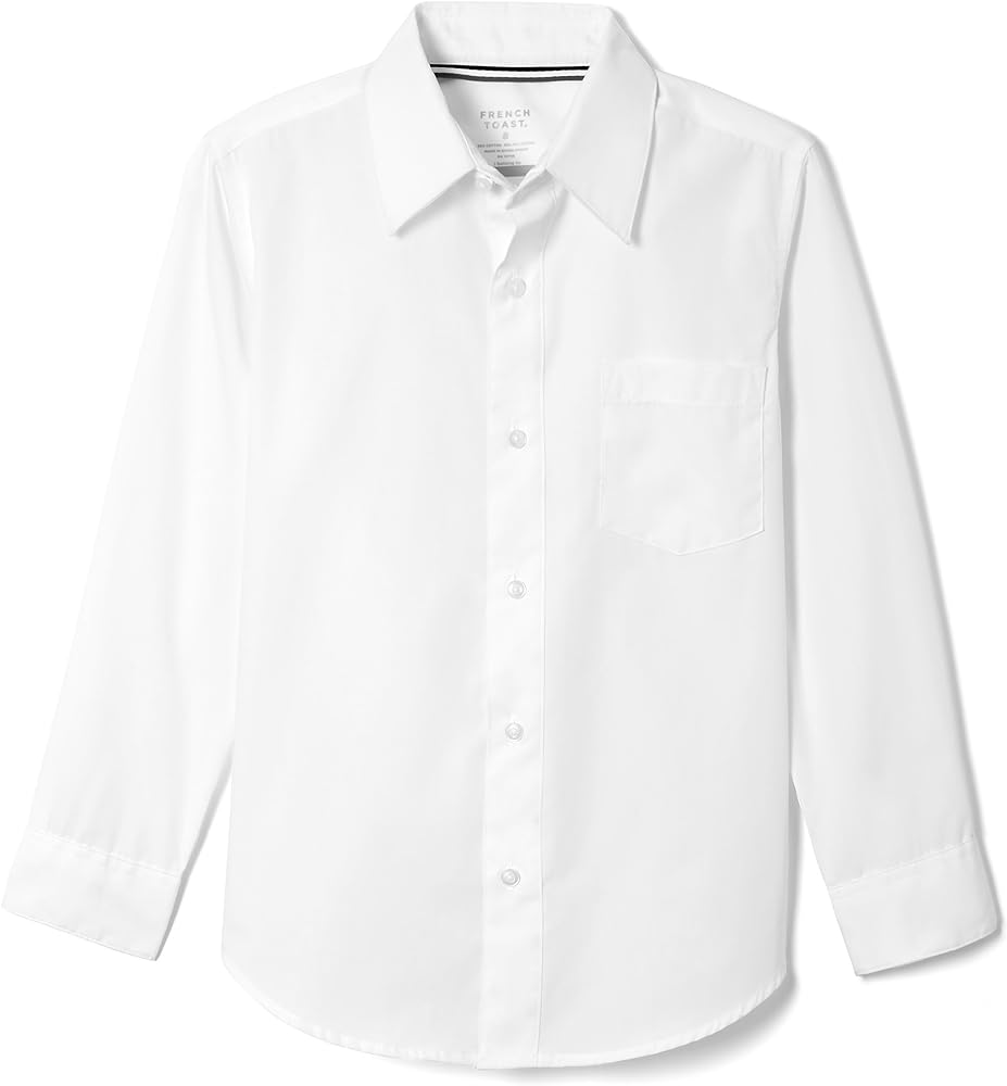 French Toast Boys' Expandable Collar Button Down Dress Shirt with Long Sleeves (Standard & Husky)