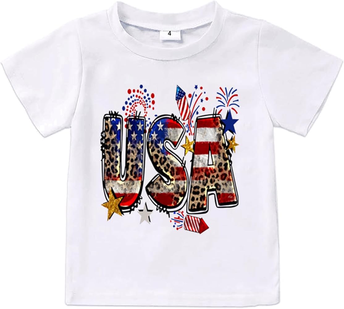 Toddler Boys America Monster Truck Shirts Kids 4th of July Patriotic T-Shirt RED WHITE BOOM Independence Day Tee