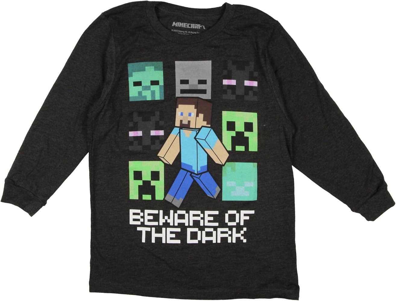 Minecraft Boys' Beware of The Dark Graphic Print Kids Long Sleeve T-Shirt