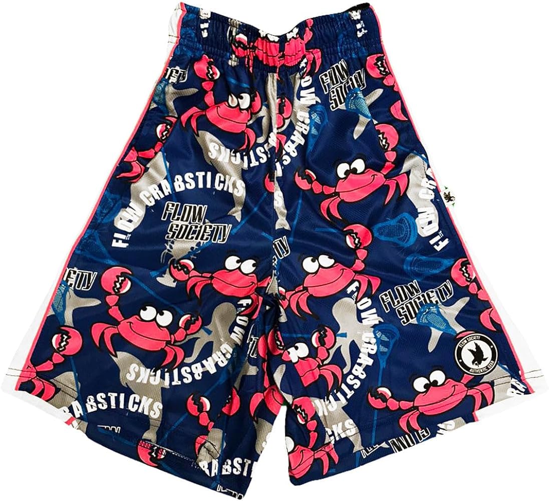 Flow Society Crabstick Attack Boys Lacrosse Shorts | Boys LAX Shorts | Lacrosse Shorts for Boys | Kids Athletic Shorts Blue