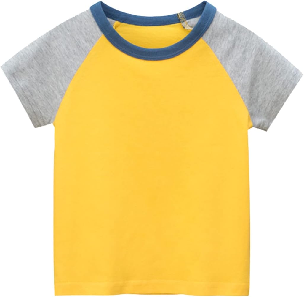 Moonker Toddler Kids Girls Boys Short Sleeve Basic Color Block T Shirt Casual Tees Shirt Tops Solid Color Z65475