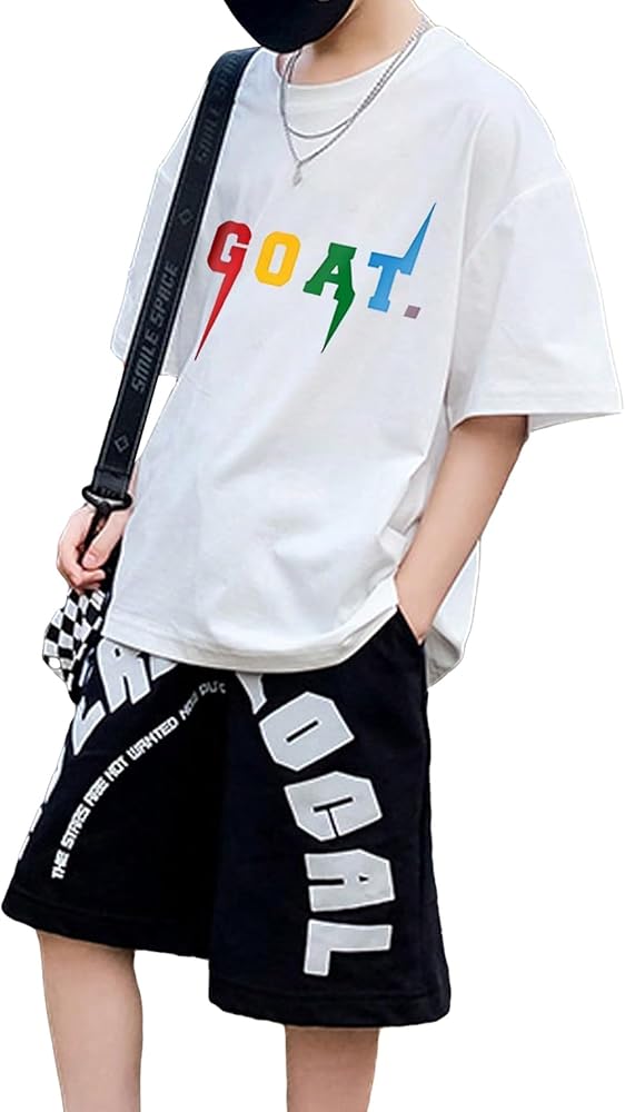 COZYEASE Boy's Letter Graphic Drop Shoulder Tees Summer Short Sleeve Crewneck T Shirt Tops