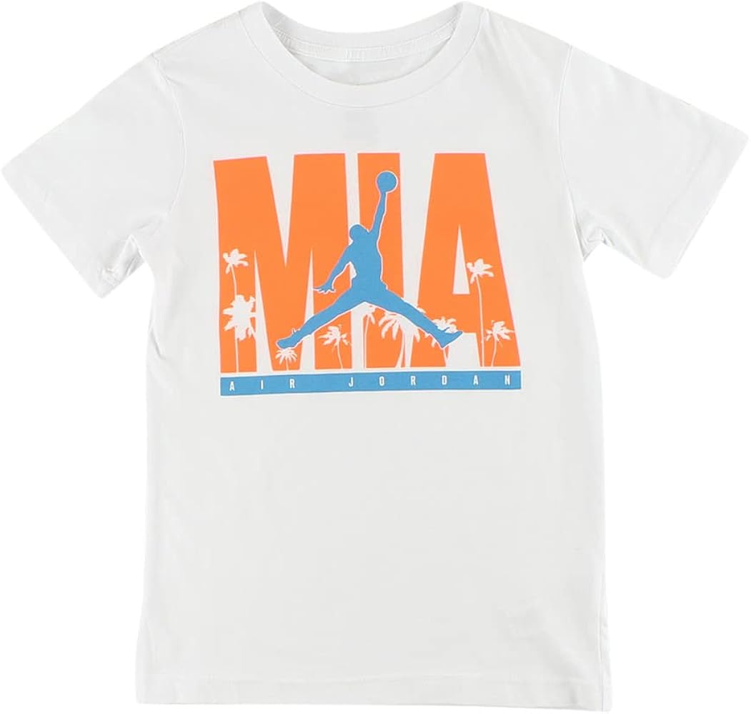 Jordan Classic Mia Jumpman Boys Active Shirts & Tees Size M, Color: White/Orange/Ocean-White