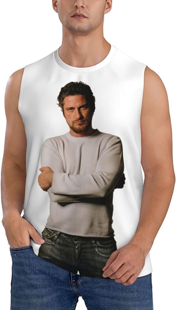 Gerard Butler Tank Top Men's Summer Casual Novelty Polyester Sleeveless Tee Shirts for Men