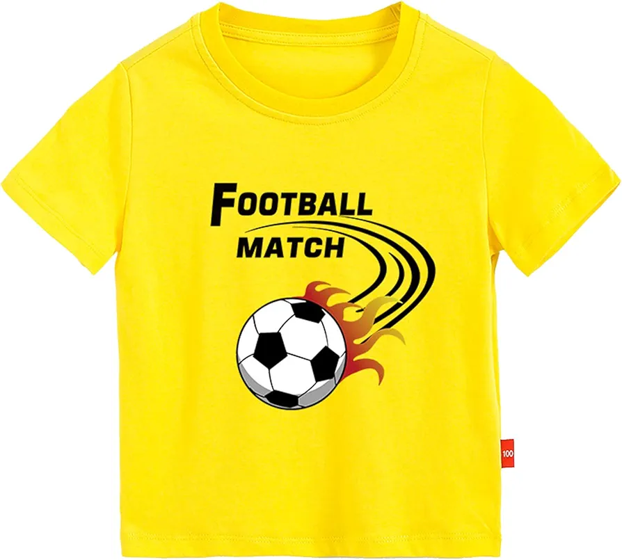 Toddler Boy Girl T Shirts Tank Tops T-Shirts Top Tee Football Cartoon 3D Prints Loose Tops Soft Short Sleeve (Yellow, 9-10 Years)