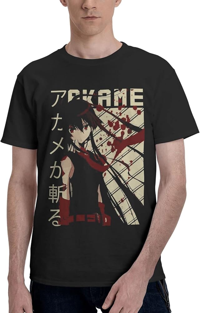 Anime Akame Ga Kill Akame T Shirt Boy's Summer O-Neck Shirts Casual Short Sleeves Tee Black