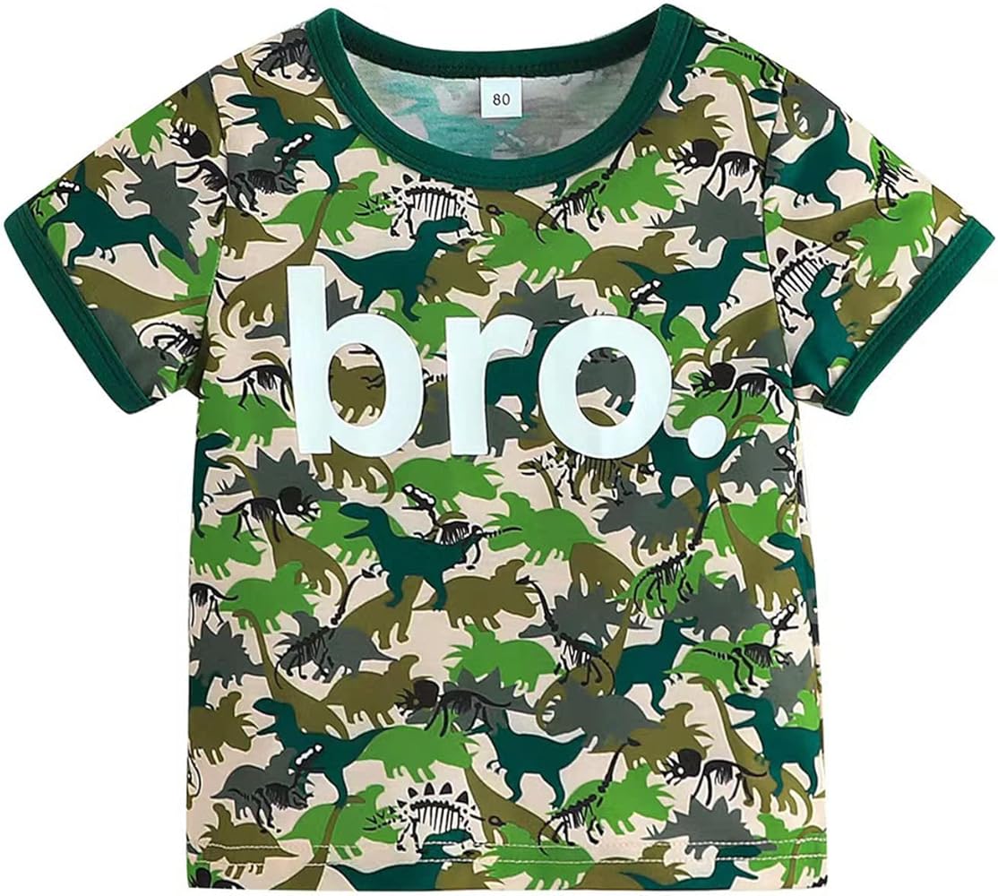 Boys' Tops, Tees & Shirts Spring Summer Dinosaur Print Short Sleeve Crewneck Tshirt Clothing Boys Tunic