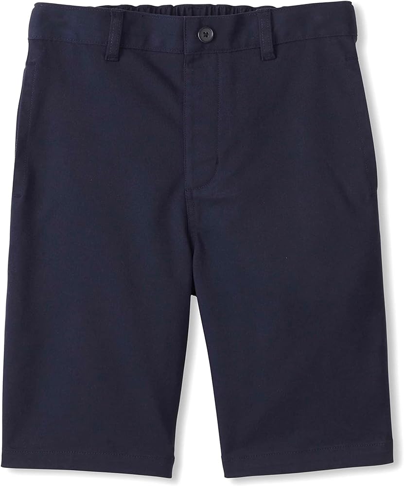 French Toast Boys' Adaptive Flat Front Shorts with Hook and Loop Closure and Elastic Waist