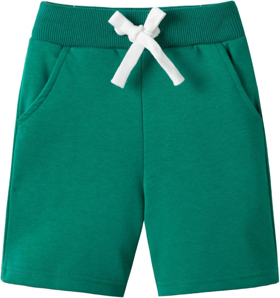 LittleSpring Boys 1 or 2 Pack Cotton Summer Athletic Shorts with Drawstring