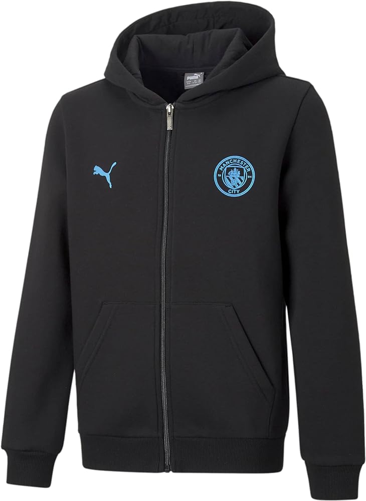 PUMA Manchester City Essentials Kids Full Zip Hooded Sweat