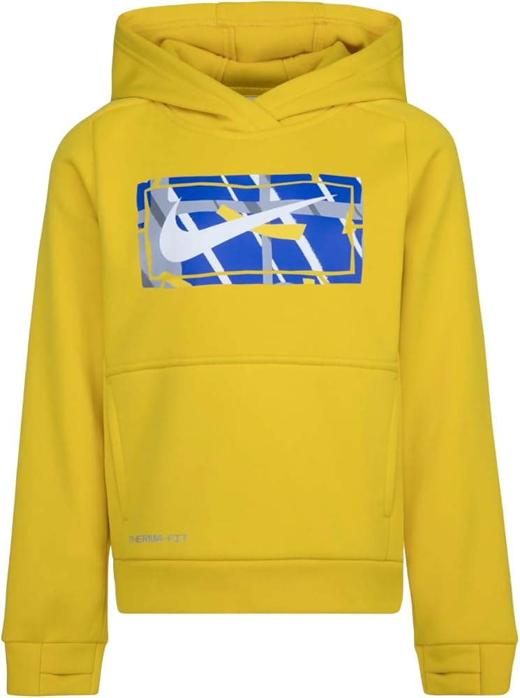 Nike THERMA FIT Boys' Pullover Hoodie (Little Kids) Vivid Sulphur (US, Numeric, 4, Vivid Sulfur)