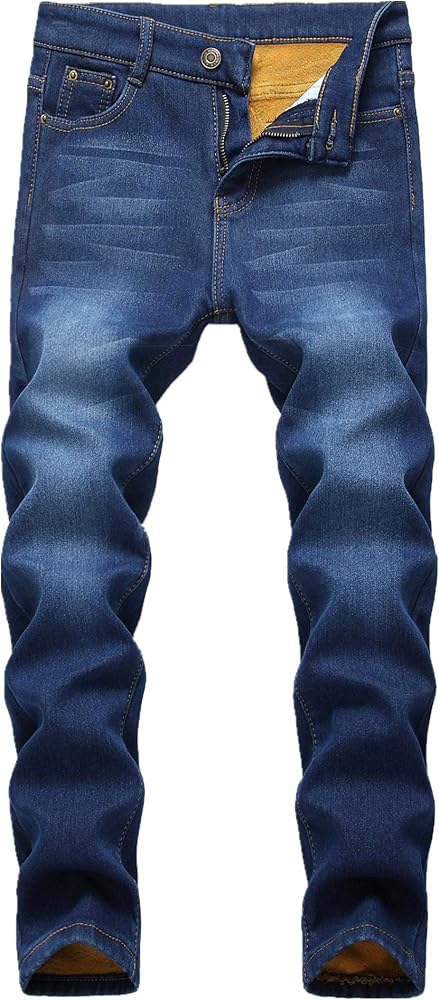 FREDD MARSHALL Boy's Thermal Fleece Lined Skinny Winter Slim Fit Thicken Stretch Jeans