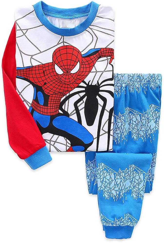 Superhero Boy's Cotton Basic Shirt Set Children's Cartoon Spider Basic Layer Long Singlet 2-piece Set