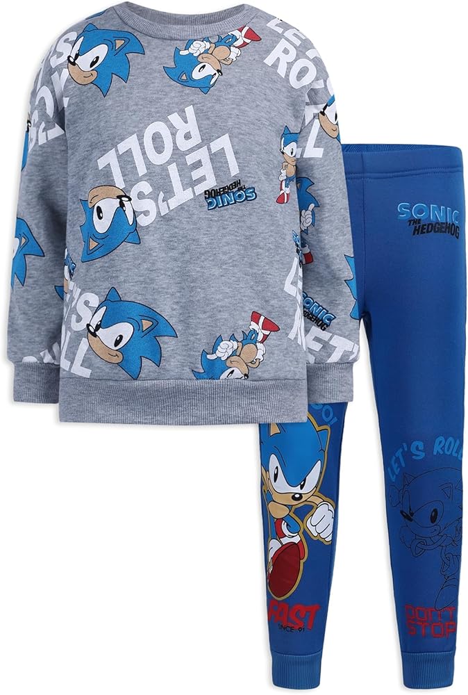 SEGA Sonic the Hedgehog Boys 2 Piece Sweatshirt and Pant Sets for Toddlers and Kids