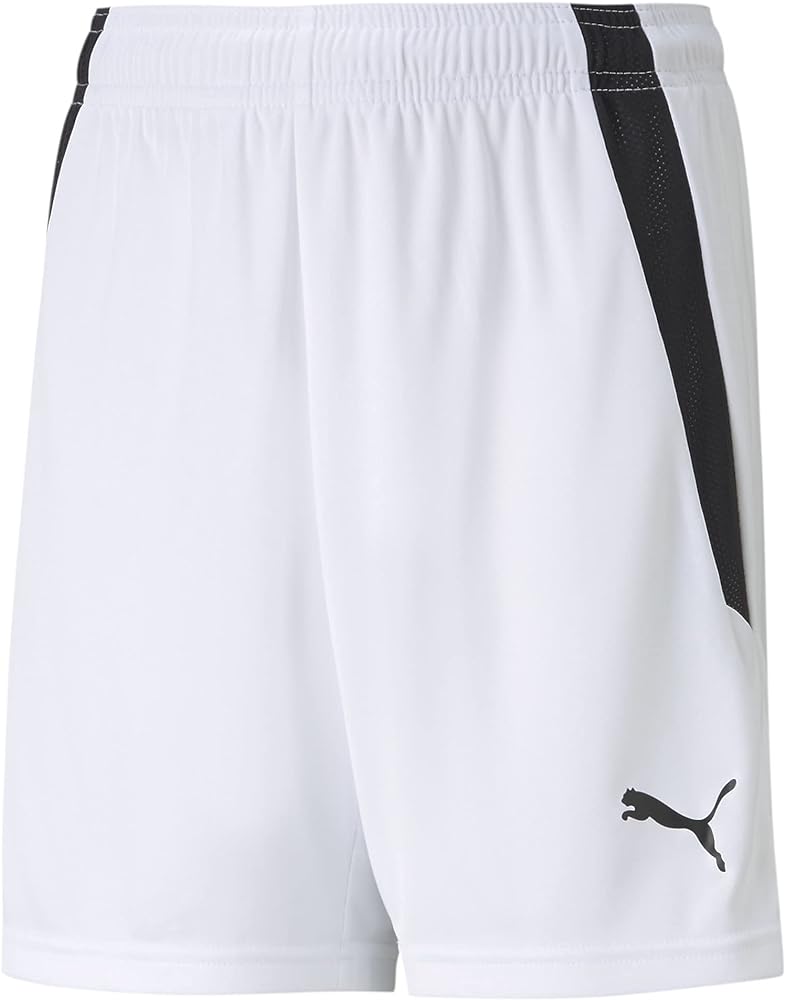 PUMA unisex child Teamliga Shorts, Puma White-puma Black, Small US