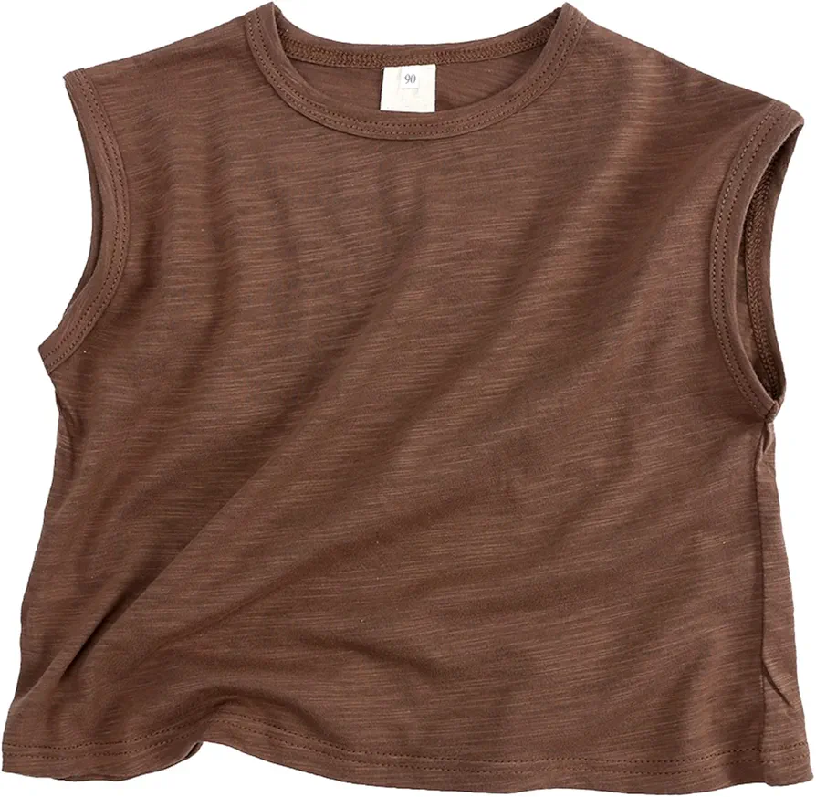 Boys Girls Shirt Baseball Tee Toddler Kids Girls Boys Short Classic Loose Soft Sleeveless Solid T Shirt Tee Tops Clothes (Brown, 4 Years)