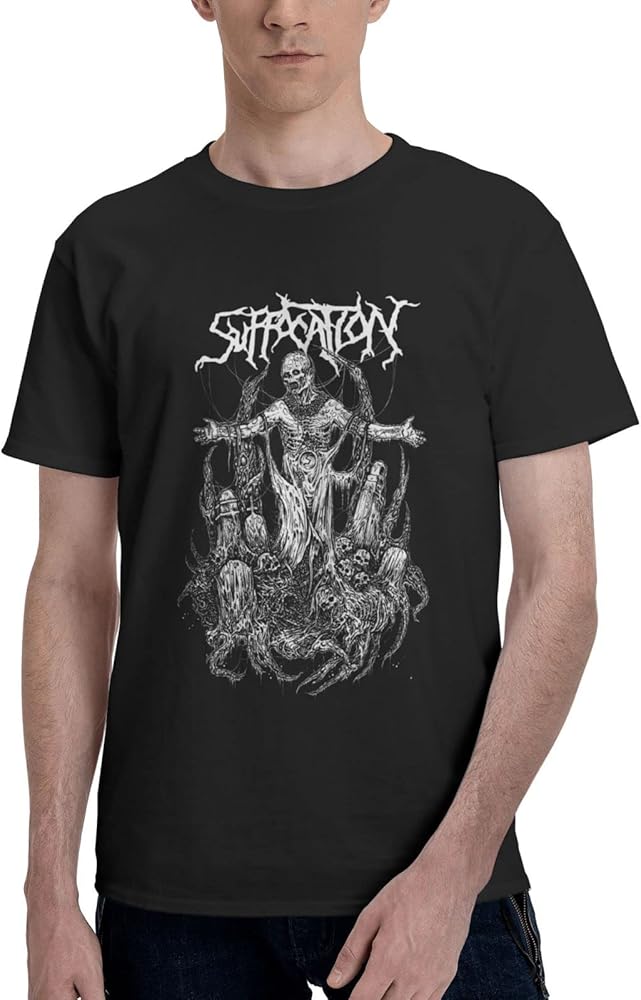 Suffocation T Shirt Men's Summer Comfortable Fit Soft Short Sleeve O-Neck Basic Tee Tops