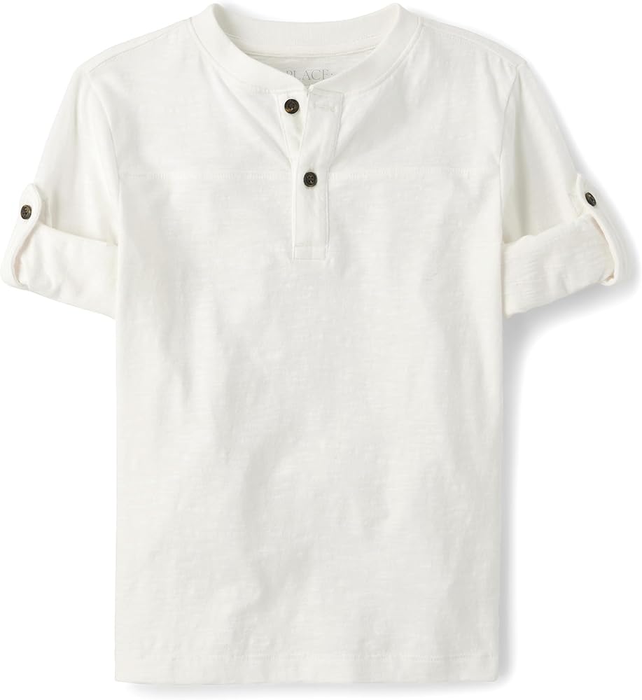 The Children's Place Boys' Long Sleeve Rolled Cuff Henley Shirt