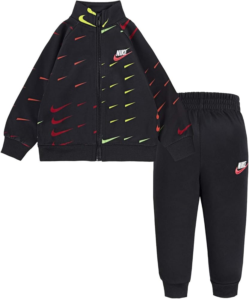 Nike Boy`s Tracksuit Jacket & Pants 2 Piece Set (Black(66H204-023)/Red, 12 Months)