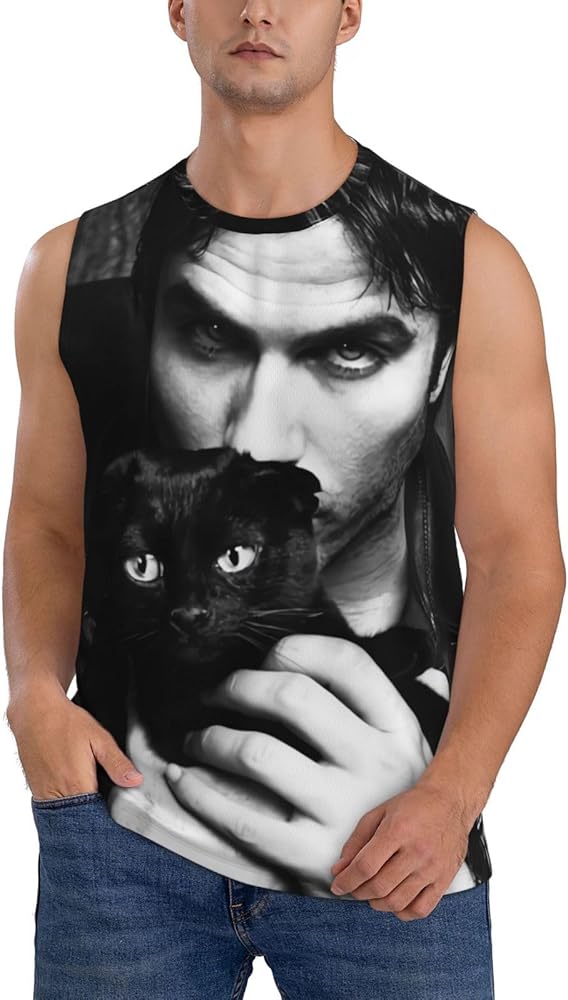 Ian Somerhalder Tank Top Man's Summer Casual Novelty Polyester Sleeveless Tee Shirts for Men