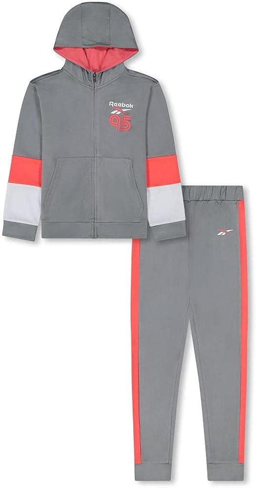 Reebok boys 2-piece Tracksuit Clothing Set - Zip-up Hoodie Sweatshirt + Comfy Jogger Sweatpants