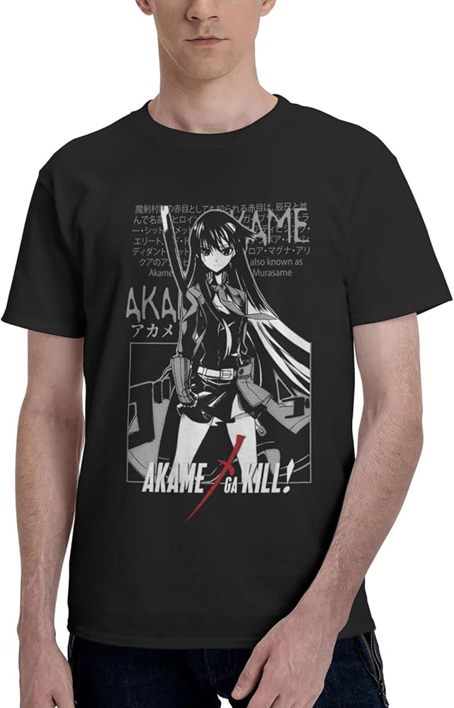 Anime Akame Ga Kill T Shirt Boy's Summer O-Neck T-Shirts Casual Short Sleeves Tee Black