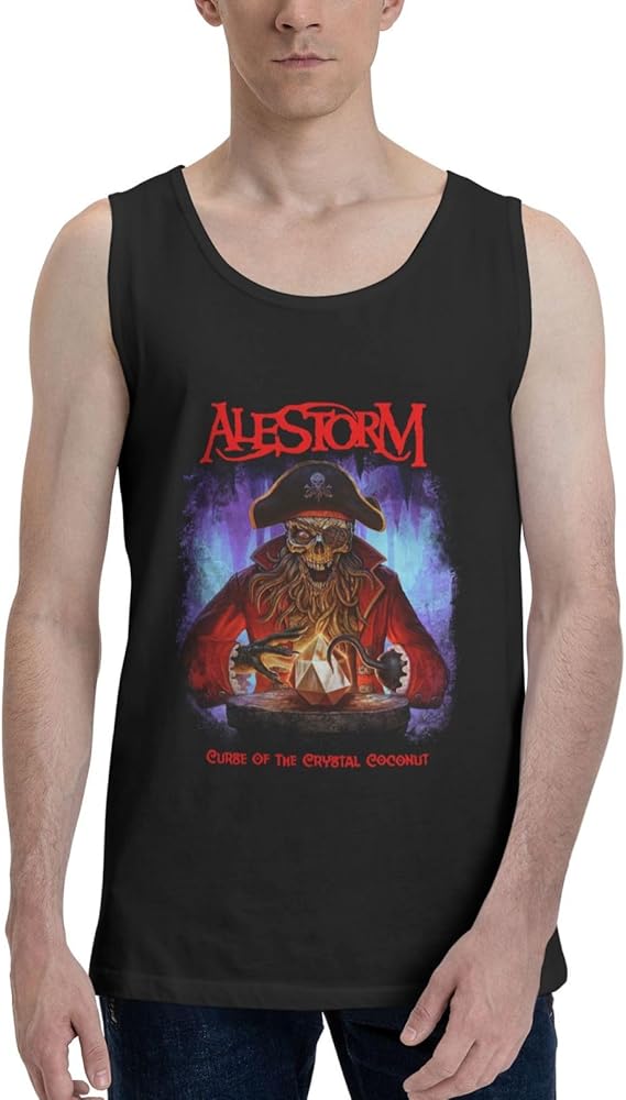 Alestorm Curse of The Crystal Coconut Band Tank Top T Shirt Mens Summer Sleeveles Tops Fashion Exercise Vest Black