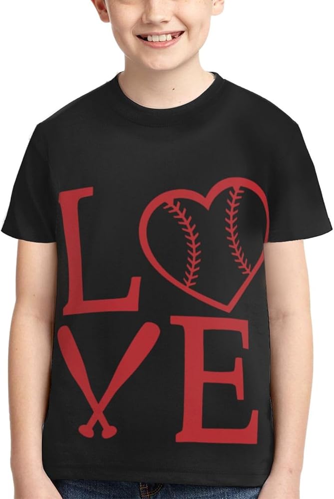 I Love Softball Shirts Youth Short-Sleeve T-Shirts Active T Athletic Tops Tee for Boys & Girls