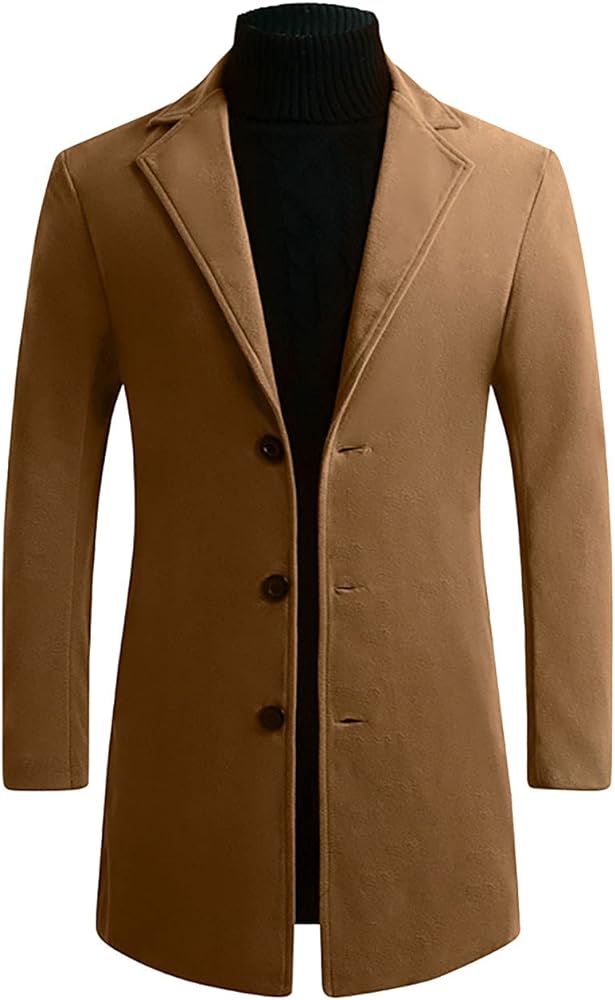 Teen Boys Trench Coats Wool-Blend Peacoats Slim Fit Lapel Blazer Jackets Elegant Suits Winter Fall Fashion Coat